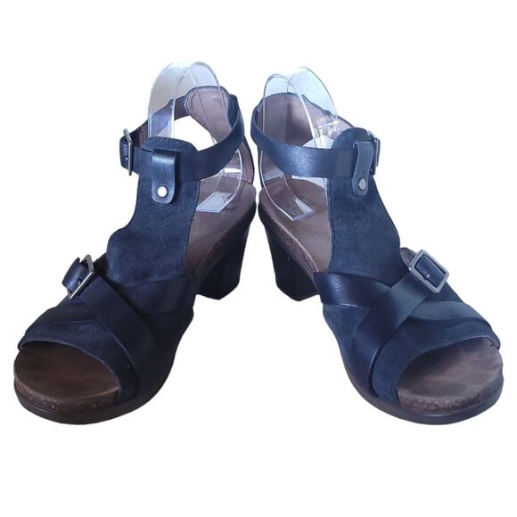 Dansko Dominique Block Heel Sandals Black Leather Size 41 /11US - Picture 2 of 11